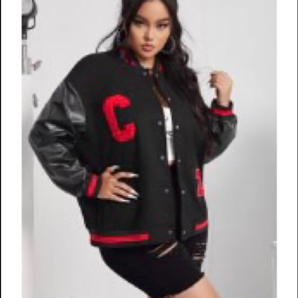 Letter patched bomber jacket